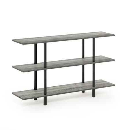 Furinno Turn-N-Tube 3-Tier Wide Display Shelf, French Oak Grey & Black - 47.24 x 27.83 x 11.61 in. 18076GYW/BK